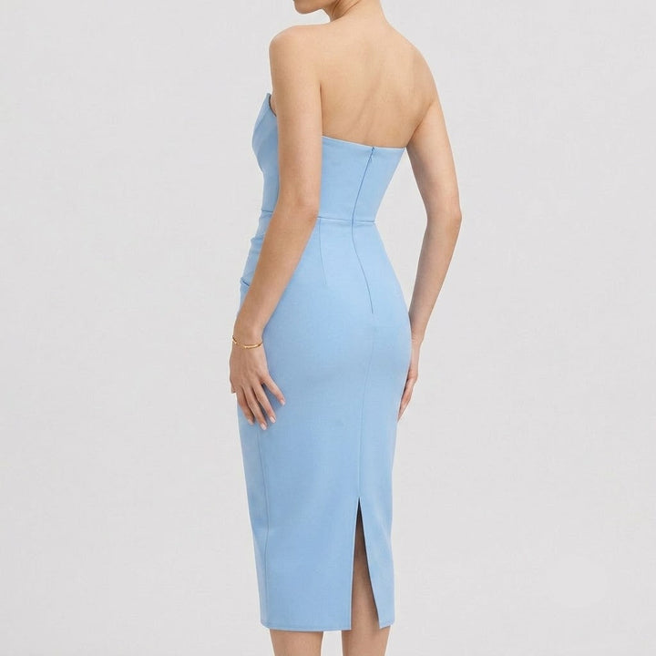 Genevieve Ruched Sweetheart Strapless Midi Dress