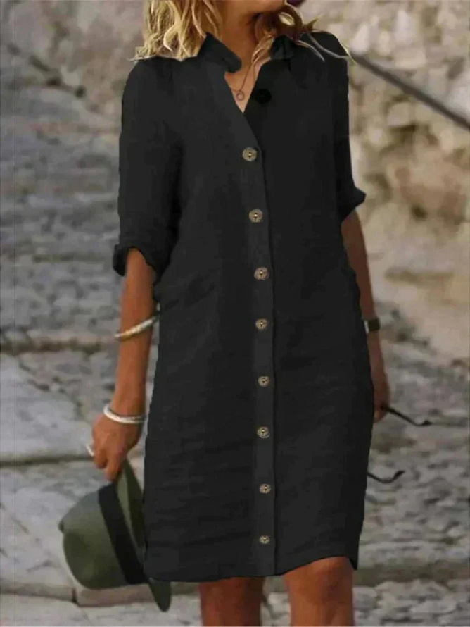 Vivienne Classic Shirt Dress for Weekends with Button Front