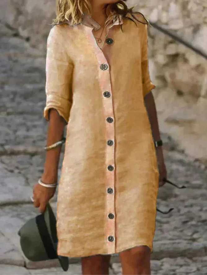 Vivienne Classic Shirt Dress for Weekends with Button Front
