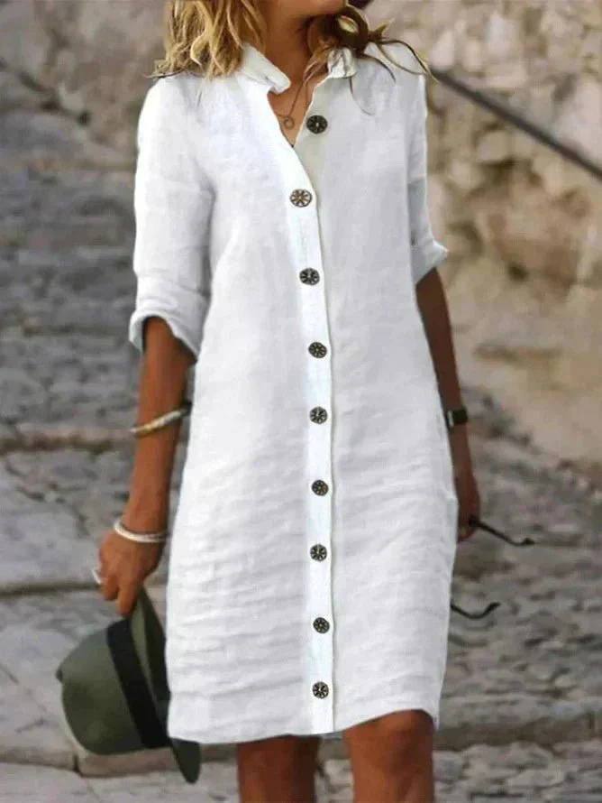 Vivienne Classic Shirt Dress for Weekends with Button Front