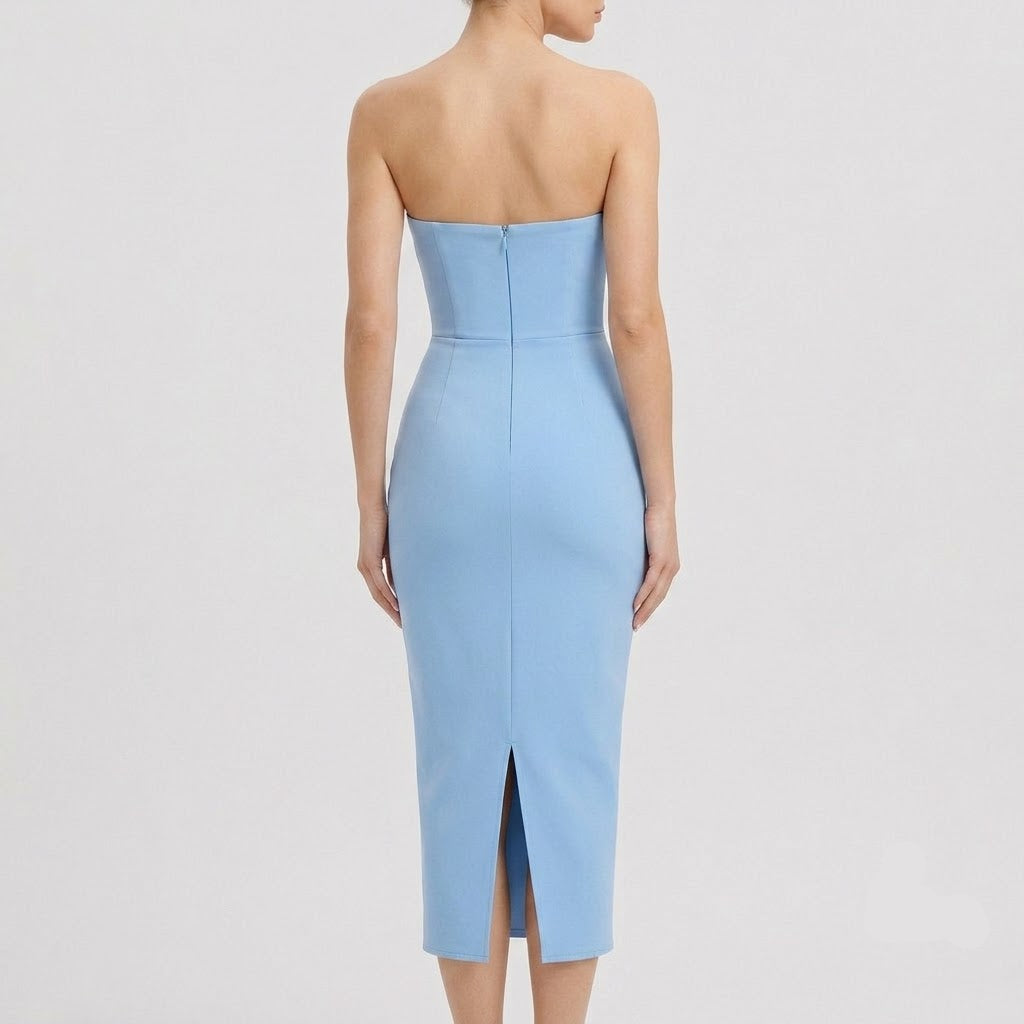 Genevieve Ruched Sweetheart Strapless Midi Dress