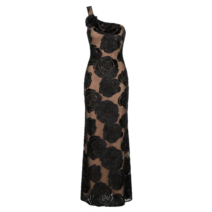 Arabella | Strapless Floral Print Evening Maxi Dress for Weddings and Events