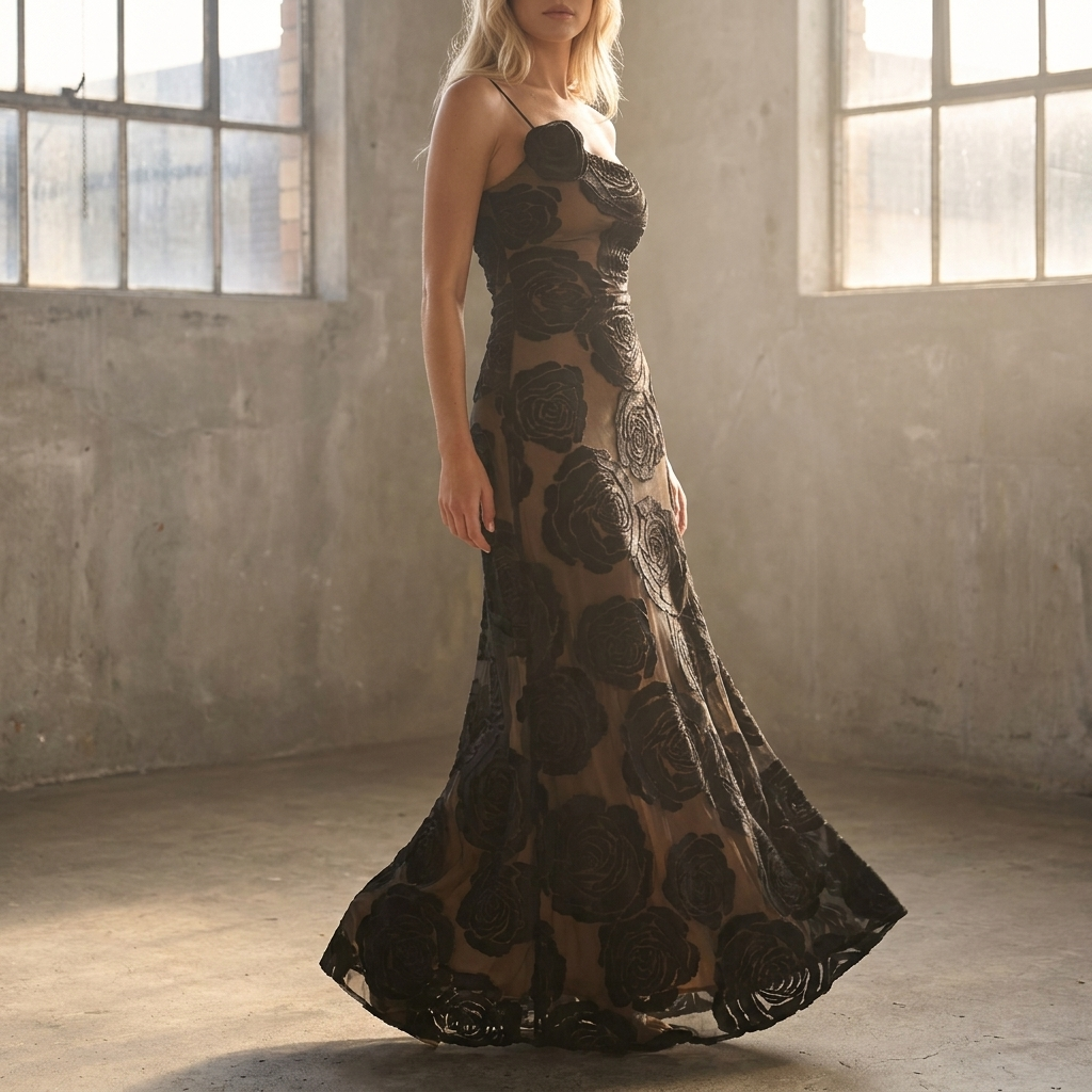 Arabella | Strapless Floral Print Evening Maxi Dress for Weddings and Events