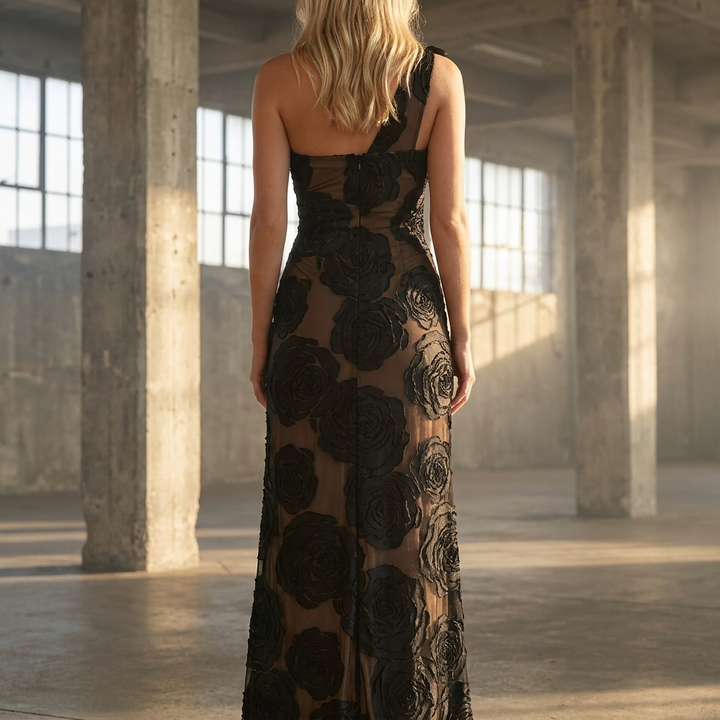 Arabella | Strapless Floral Print Evening Maxi Dress for Weddings and Events