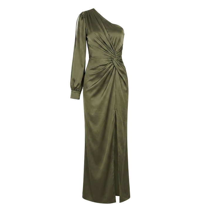 Isabella | One Shoulder Pleated Formal Maxi Dress for Special Occasions