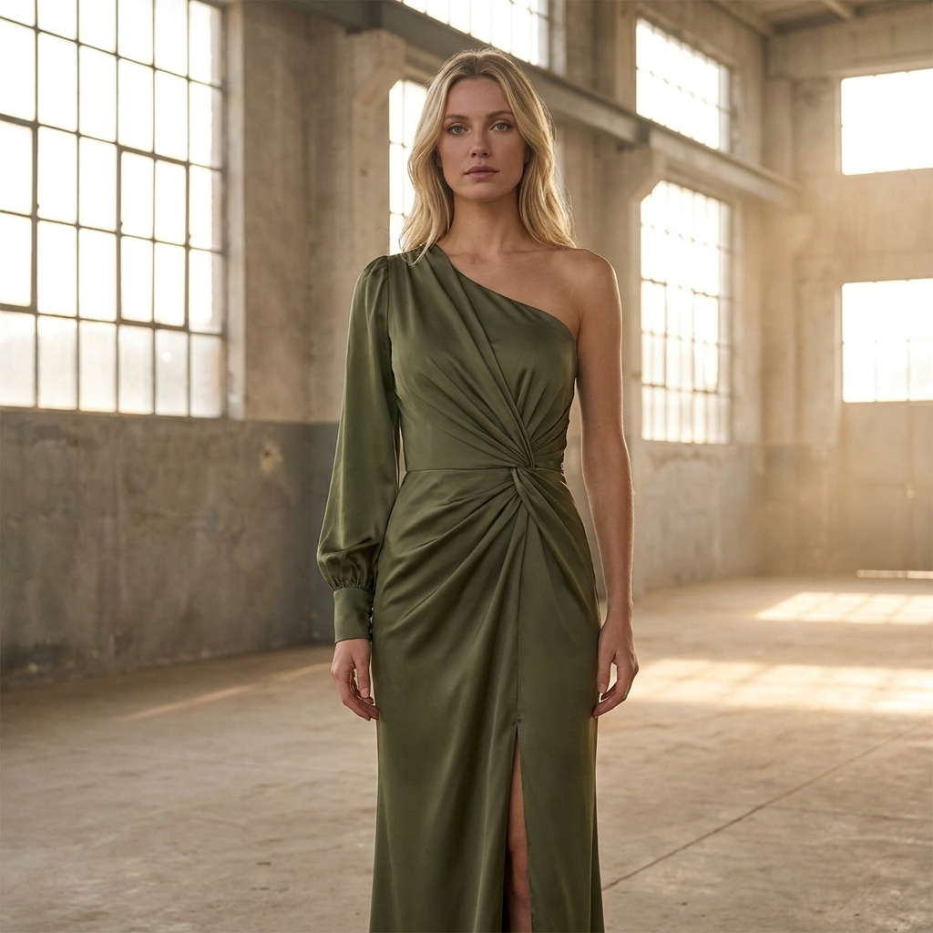 Isabella | One Shoulder Pleated Formal Maxi Dress for Special Occasions