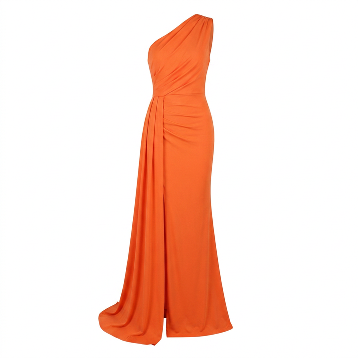 Morgance | One Shoulder Draped Evening Maxi Dress for Weddings and Galas