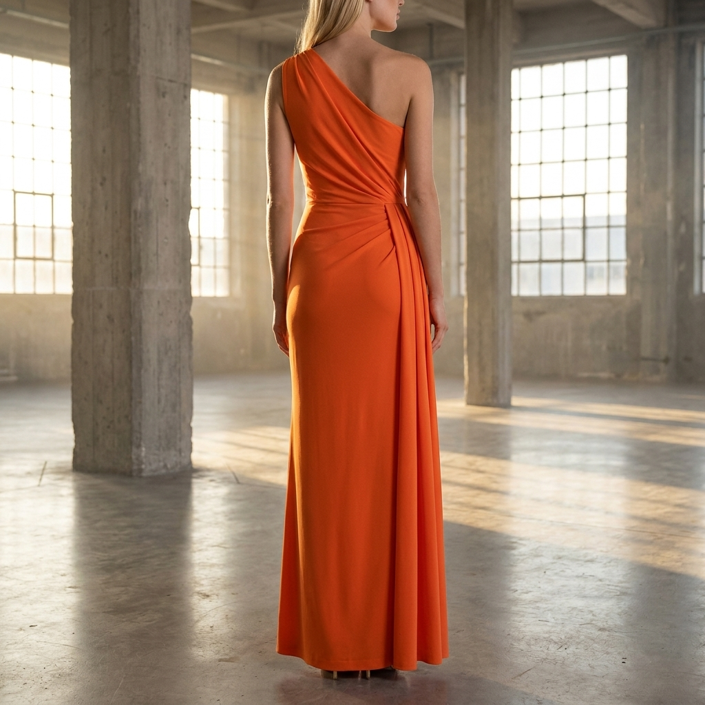 Morgance | One Shoulder Draped Evening Maxi Dress for Weddings and Galas