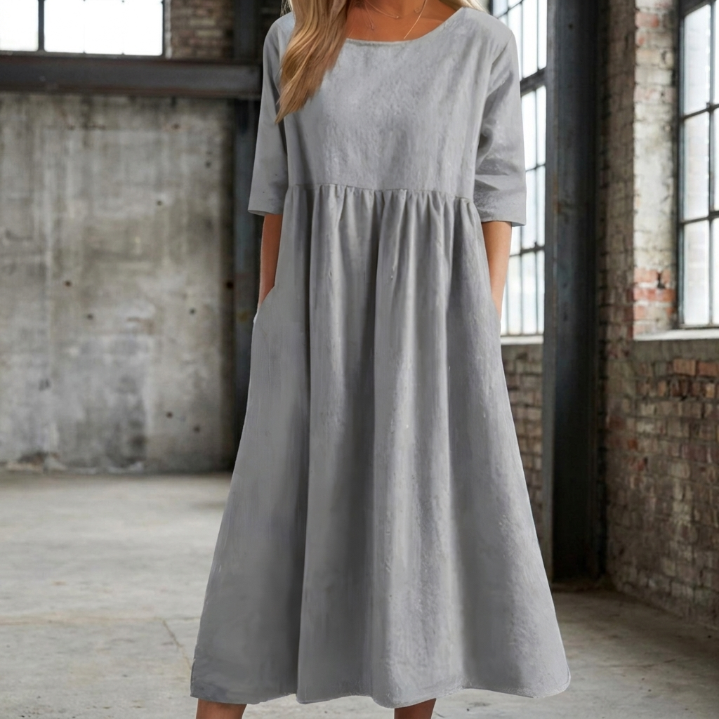 Seraphina Midi Dress - Light Gray lifestyle