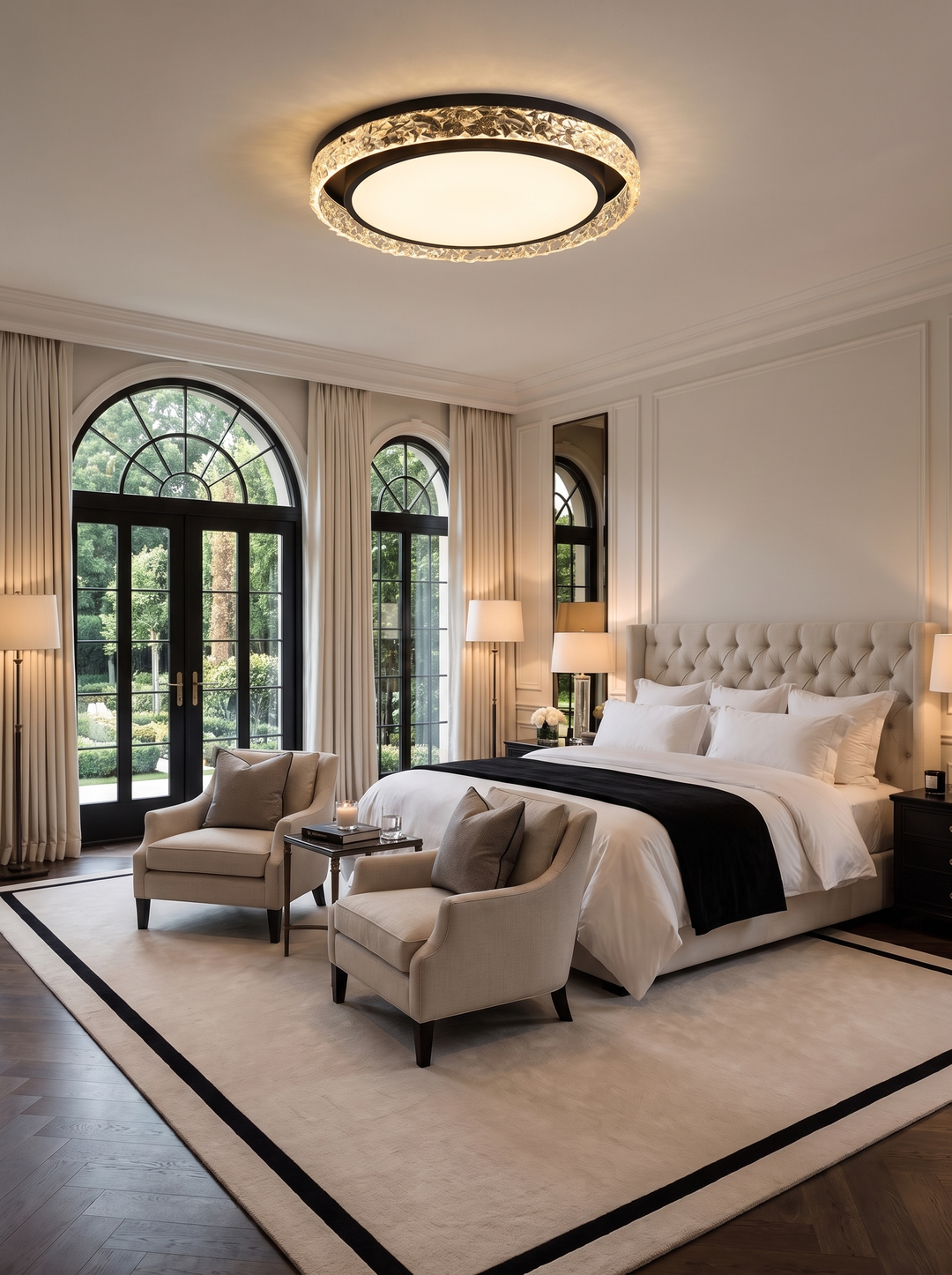 Crystal Halo LED Ceiling Light mounted flush on a low ceiling